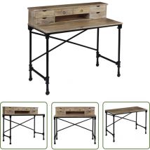Abcrital - The Living Store Bureau Bois de manguier massif et acier 110 x 50 x 96 cm - Bureau En Bois - Bureau Vintage - Bureau Design - Bureau