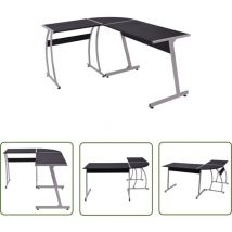 The Living Store - Bureau d'angle en forme de l Noir - Bureau D'angle - Bureau Noir - Meuble De Bureau - Bureau Design - Bureau Moderne