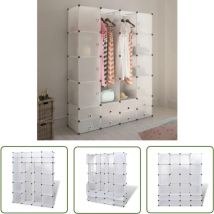 Abcrital - The Living Store Cabinet modulable avec 18 compartiments blanc 37x146x180,5 cm - Meuble De Rangement - Armoire Modulaire - Meuble Enfant