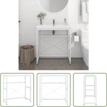 Cadre de lavabo de salle de bain Blanc 79x38x83 cm Fer - Meuble De Salle De Bain - Meuble Lavabo - Cadre Lavabo - Étagère Salle De Bain - Rangement