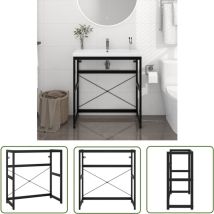 Cadre de lavabo de salle de bain Noir 79x38x83 cm Fer - Meuble De Salle De Bain - Meuble Lavabo - Cadre Lavabo - Support Lavabo - Rangement Salle De