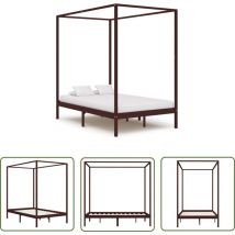 The Living Store - Cadre de lit à baldaquin sans matelas bois massif 120x200 cm - Cadre De Lit - Lit à Baldaquin - Lit En Bois - Lit Double - Meuble