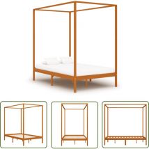 Longziming - The Living Store Cadre de lit à baldaquin sans matelas bois massif 120x200 cm - Cadre De Lit - Lit à Baldaquin - Lit En Bois - Lit