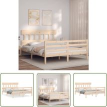 The Living Store Cadre de lit sans matelas 160x200 cm bois massif - Cadre De Lit - Lit Double - Lit En Bois - Meuble Chambre - Literie