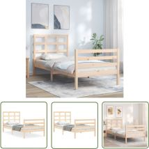Kalisse - The Living Store Cadre de lit sans matelas 90x200 cm bois massif - Lit Bois - Cadre Lit - Lit Simple - Lit 90x200 - Chambre à Coucher