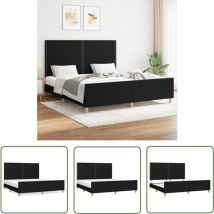 Maison Chic - The Living Store Cadre de lit sans matelas noir 160x200 cm tissu - Cadre De Lit - Lit Double - Tête De Lit Ajustable - Literie