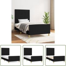 Cadre de lit sans matelas noir 90x200 cm tissu - Cadre De Lit - Lit Double - Literie - Meuble Chambre - Têted Lit - The Living Store