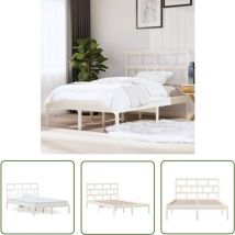 Fuhuida Trading - The Living Store Cadre de lit sans matelas blanc bois massif 120x200 cm - Cadre De Lit - Lit Double - Lit En Bois - Lit Design