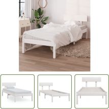 Devenirriche - The Living Store Cadre de lit sans matelas blanc bois de pin massif - Cadre De Lit - Lit Simple - Lit En Bois - Lit Blanc - Sommier