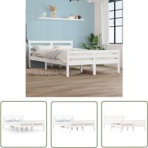 Maison Exclusive - The Living Store Cadre de lit sans matelas blanc bois massif 150x200 cm - Cadre De Lit - Lit Double - Bois Massif - Lit Design