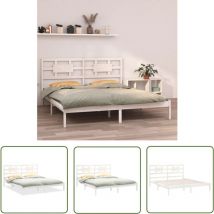 Kalisse - The Living Store Cadre de lit sans matelas blanc 200x200 cm bois massif - Cadre De Lit - Lit Double - Lit En Bois - Sommier Plateforme