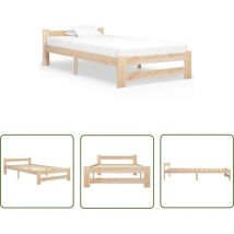 The Living Store Cadre de lit sans matelas bois massif de pin 100x200 cm - Cadre De Lit - Lit Double - Bois Massif - Pin - Design Classique