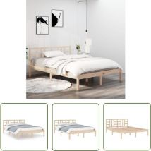 Bonnevie - The Living Store Cadre de lit sans matelas 120x190 cm bois massif - Cadre De Lit - Lit En Bois - Lit Double - Lit Simple - Meuble Chambre