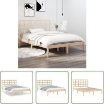 Fuhuida Trading - The Living Store Cadre de lit sans matelas 120x190 cm bois massif - Cadre De Lit - Lit En Bois - Lit Double - Meuble Chambre à