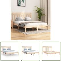 Devenirriche - The Living Store Cadre de lit sans matelas 120x200 cm bois massif - Cadre De Lit - Lit Double - Bois Massif - Lit En Bois - Tête De Lit
