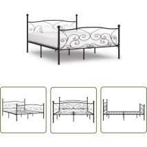 Homemiyn - The Living Store Cadre de lit sans matelas avec sommier à lattes métal 200x200cm - Cadre De Lit - Lit Double - Lit Metal - Literie