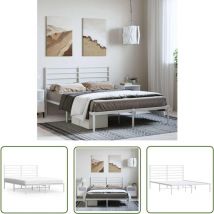 Maison Chic - The Living Store Cadre de lit métal sans matelas et tête de lit blanc 135x190 cm - Cadre De Lit - Lit Double - Lit Metal - Lit Blanc