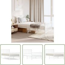 Maison Chic - The Living Store Cadre de lit métal sans matelas avec pied de lit blanc 90x190cm - Cadre De Lit - Lit Simple - Lit Metal - Lit Blanc