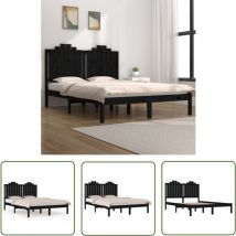 Maison Exclusive - The Living Store Cadre de lit sans matelas noir bois massif 140x190 cm - Cadre De Lit - Lit Double - Lit En Bois - Bois Massif