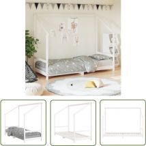 The Living Store Cadre de lit pour enfants blanc 80x200 cm bois de pin massif - Lit Bébé - Lit Enfant - Mobilier Enfant - Lit Design Enfant - Cadre