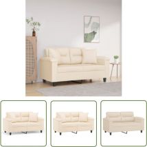 Canapé 2 places avec oreillers beige 120 cm tissu microfibre - Canapé Deux Places - Canapé Moderne - Canapé Beige - Meubles Salon - Mobilier
