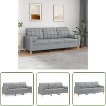 The Living Store - Canapé 3 places avec oreillers gris clair 180 cm tissu - Canapé Trois Places - Canapé Modulaire - Canapé Design - Canapé Gris