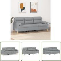 Canapé 3 places avec oreillers gris clair 180 cm tissu - Canapé Trois Places - Canapé Modulaire - Canapé Design - Canapé Gris - Canapé Contemporain