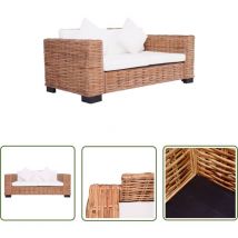 The Living Store Canapé à 2 places de jardin Rotin naturel - Canapé De Jardin - Rotin Naturel - Mobilier De Jardin - Salon De Jardin - Ameublement