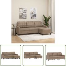 Canapé à 3 places avec repose-pieds Cappuccino 180cm Similicuir - Canapé Trois Places - Canapé Avec Repose-pieds - Canapé Brun - Canapé Capitonné