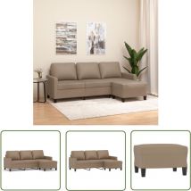 Canapé à 3 places avec repose-pieds Cappuccino 180cm Similicuir - Canapé Trois Places - Canapé Avec Repose-pieds - Canapé Brun - Canapé Capitonné