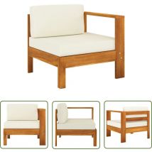 Maison Exclusive - The Living Store Canapé central avec 1 accoudoir Blanc crème Acacia solide - Canapé Extérieur - Mobilier De Jardin - Canapé Acacia