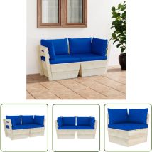 The Living Store Canapé palette à 2 places de jardin avec coussins Bois d'épicéa - Canapé Jardin - Canapé Palette - Mobilier De Jardin - Salon De