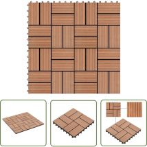 The Living Store - Carreau de terrasse 11 pcs wpc 30 x 30 cm 1 m² Marron - Carreaux De Terrasse - Carrelage Extérieur - Parquet Extérieur - Decking