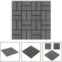 The Living Store - Carreaux de terrasse 22 pcs 30 x 30 cm 2 m² wpc Gris - Carrelages Exterieur - Carrelage Terrasse - Carrelage Wpc - Carrelage