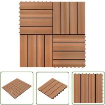 The Living Store - Carreaux de terrasse wpc 30x30 cm 11 pcs 1 m2 Marron - Carrelages Exterieur - Carrelage Terrasse - Dallles Composites - Carrelage