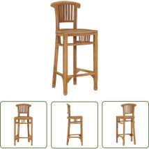 The Living Store - Chaise de bar Bois de teck solide - Chaises De Bar - Tabouret De Bar - Mobilier De Jardin - Chaise Extérieure - Chaise En Teck