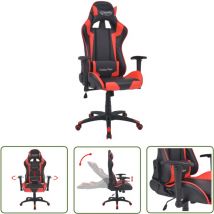 The Living Store - Chaise de bureau inclinable Cuir artificiel Rouge - Chaise De Bureau - Chaise Inclinable - Chaise Gaming - Fauteuil De Bureau