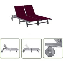 The Living Store Chaise longue de jardin 2 places avec coussin Gris Acacia - Chaise Longue Jardin - Transats - Mobilier De Jardin - Chaises Longues