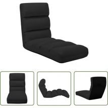 The Living Store - Chaise pliable de sol Noir Similicuir - Chaise Longue Pliante - Chaise De Sol - Fauteuil De Jardin - Mobilier Extérieur - Relax