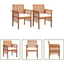 The Living Store - Chaises à manger de jardin et coussins lot de 2 acacia massif - Chaise De Jardin - Fauteuil De Jardin - Mobilier De Jardin - Table