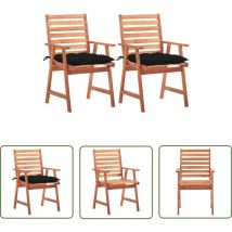Zqyrlar - The Living Store Chaises à manger d'extérieur lot de 2 et coussins Acacia massif - Chaise De Jardin - Mobilier De Jardin - Meubles De
