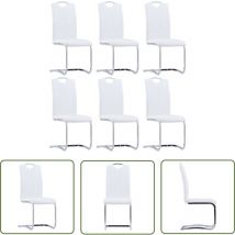 Chaises à manger cantilever lot de 6 blanc similicuir - Chaise De Salle à Manger - Chaise Cantilever - Chaises Modernes - Chaises Blanches - Chaises