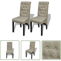 The Living Store - Chaises à manger lot de 2 beige tissu - Chaise De Salle à Manger - Chaises Modernes - Chaises En Tissu - Chaises Beige - Meubles
