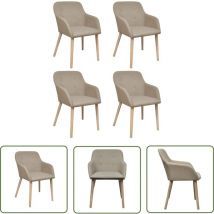 Chaises à manger lot de 4 beige tissu et chêne massif - Chaise à Manger - Chaise De Salle à Manger - Chaises Design - Chaises Confortables - Meubles