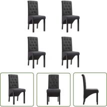 The Living Store - Chaises à manger lot de 4 gris foncé tissu - Chaise De Salle à Manger - Chaise De Cuisine - Chaises Design - Chaises Confortables