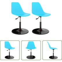 The Living Store - Chaises à manger pivotantes lot de 2 bleu pp - Chaise De Salle à Manger - Chaise Pivotante - Chaise Bleue - Chaise Design