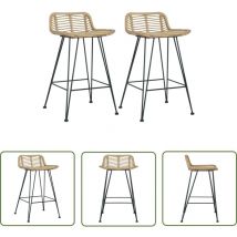 Chaises de bar lot de 2 rotin Naturel - Chaise De Bar - Chaise De Comptoir - Tabouret De Bar - Mobilier De Jardin - Rotin - The Living Store