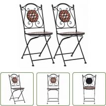 Tovbmup - The Living Store Chaises de bistrot mosaïque 2 pcs Marron Céramique - Chaise De Jardin - Chaise Bistro - Mobilier De Jardin - Décoration