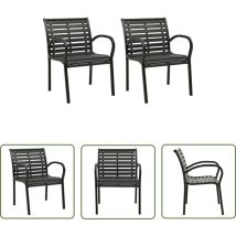 The Living Store - Chaises de jardin lot de 2 Acier et wpc Noir - Chaise De Jardin - Mobilier De Jardin - Chaise Extérieure - Chaise Patio - Design