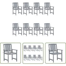 Longziming - The Living Store Chaises de jardin et coussins lot de 8 Bois acacia solide Gris - Chaise De Jardin - Mobilier De Jardin - Chaise En Bois